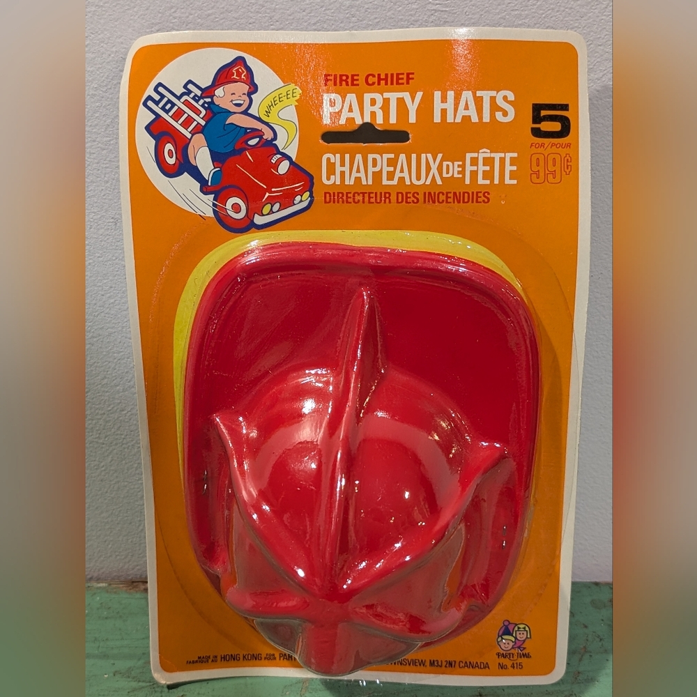 Vintage 1960's-70's Party Time Fire Chief Party Hats - Party Favours Nos - Neat!